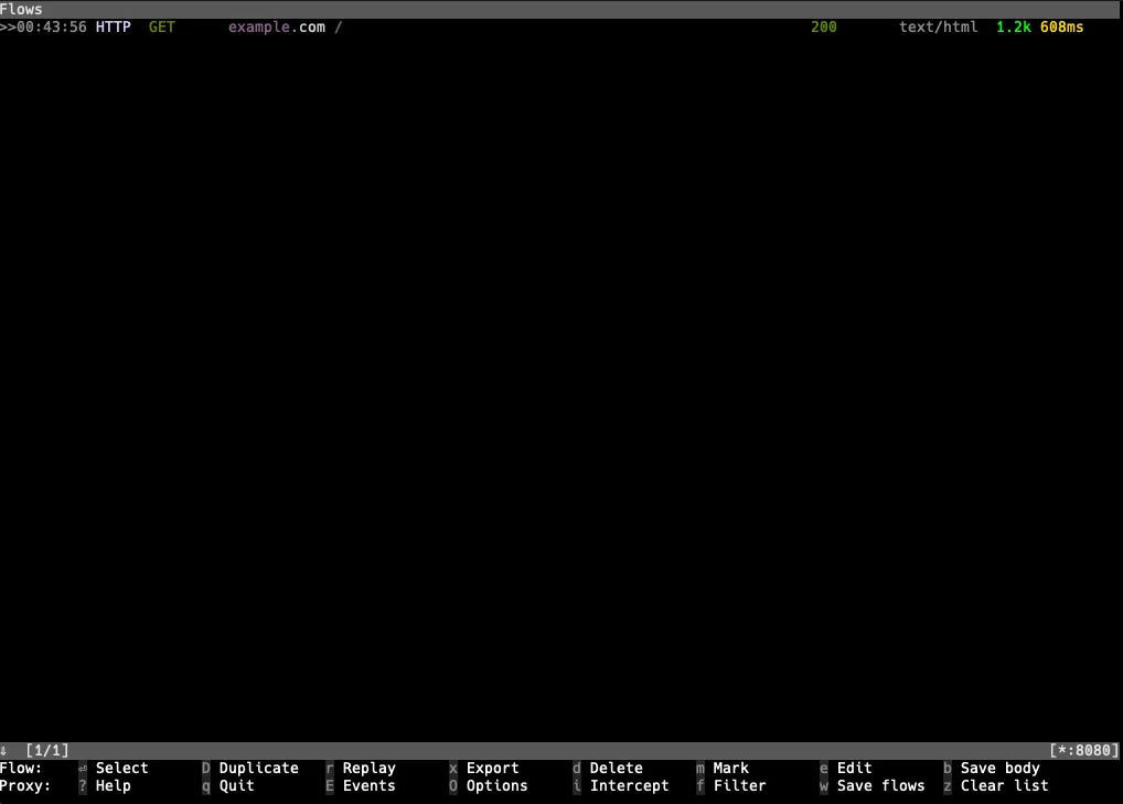 Mitmproxy running in terminal