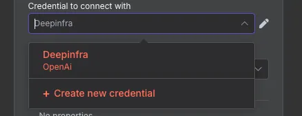 Create new credential button