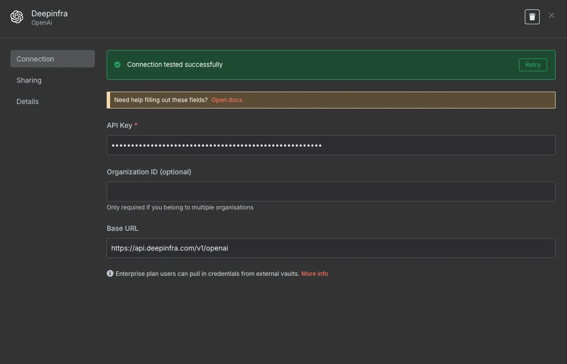 Configure DeepInfra API credentials
