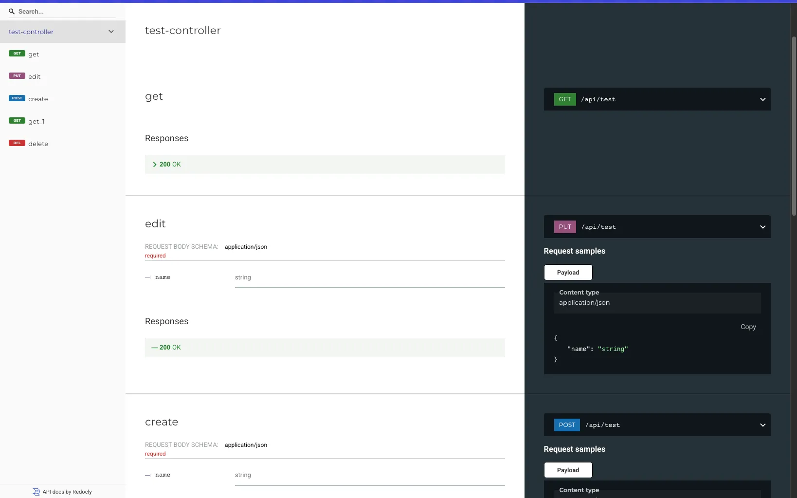 API documentation with Redoc UI